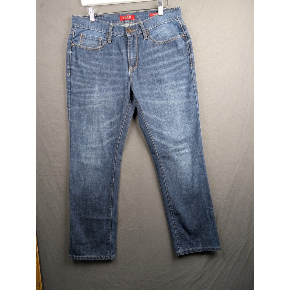 Guess Mens Slim Straight De Mar Fit Blue Denim Jeans 32x30‎